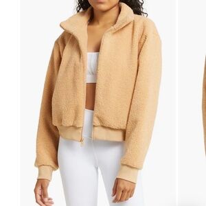 *BEYOND YOGA Brave the Elements Cozy Tan Sherpa Jacket NWOT Sz S